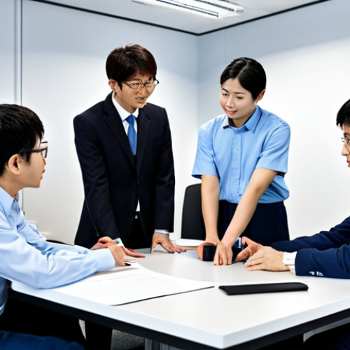 **

"A multinational team of IT engineers in a modern office, collaborating on a software project, fully clothed in professional attire, safe for work, perfect anatomy, correct proportions, natural pose, showing diverse individuals communicating effectively in Japanese, emphasizing teamwork and technical expertise."

**