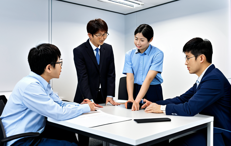 **

"A multinational team of IT engineers in a modern office, collaborating on a software project, fully clothed in professional attire, safe for work, perfect anatomy, correct proportions, natural pose, showing diverse individuals communicating effectively in Japanese, emphasizing teamwork and technical expertise."

**