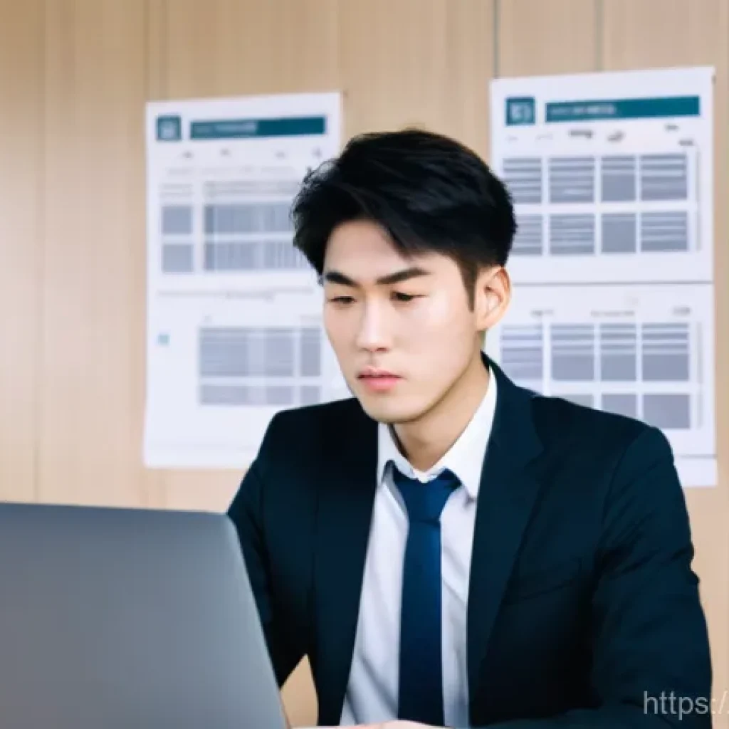 JLPT와 실무 일본어 어떻게 다른가 - **Prompt**: "A young East Asian professional, mid-20s, with a thoughtful and slightly overwhelmed bu...