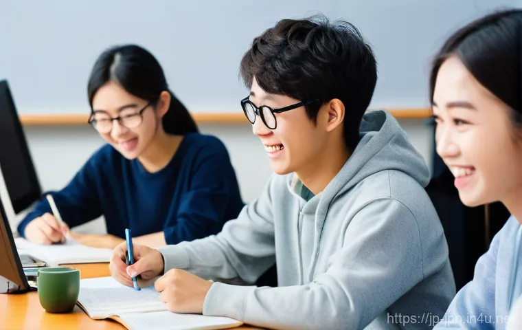 JLPT 일본어 학습자 커뮤니티 활용법 - **Prompt 1: Collaborative Learning and Shared Motivation**
    A vibrant and diverse group of young ...