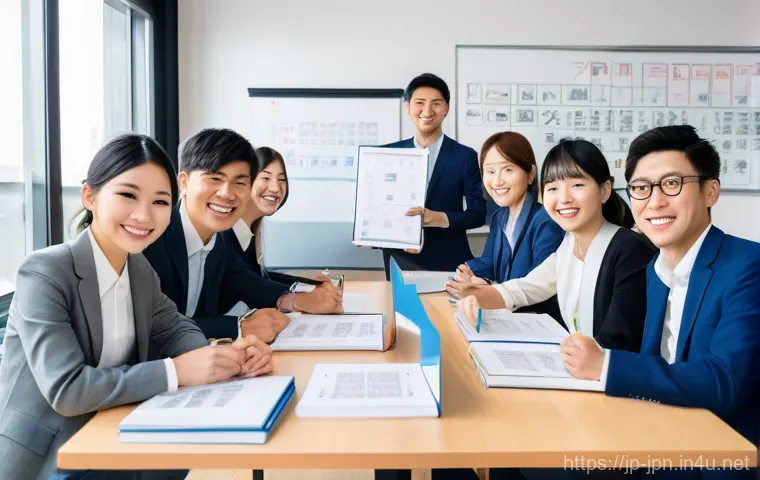 JLPT와 일본 내 자격증과의 연계성 - A diverse group of young professionals (men and women, 20s-30s, including Japanese and non-Japanese ...