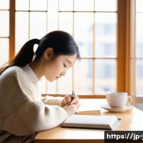 JLPT와 일본어 초급 강의 준비 방법 - A young adult, approximately 25 years old, with a warm and focused expression, is seated at a light ...