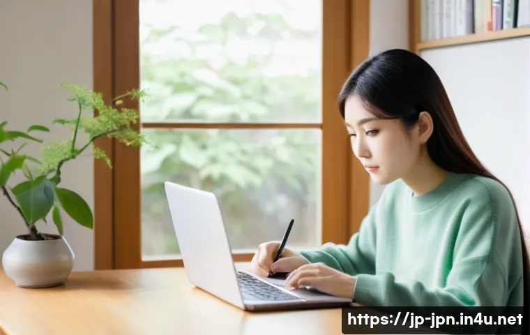 JLPT 문법 이해를 돕는 추천 강의 - **Prompt: Focused Online JLPT Grammar Study Session**
    A young East Asian adult (female, in her e...