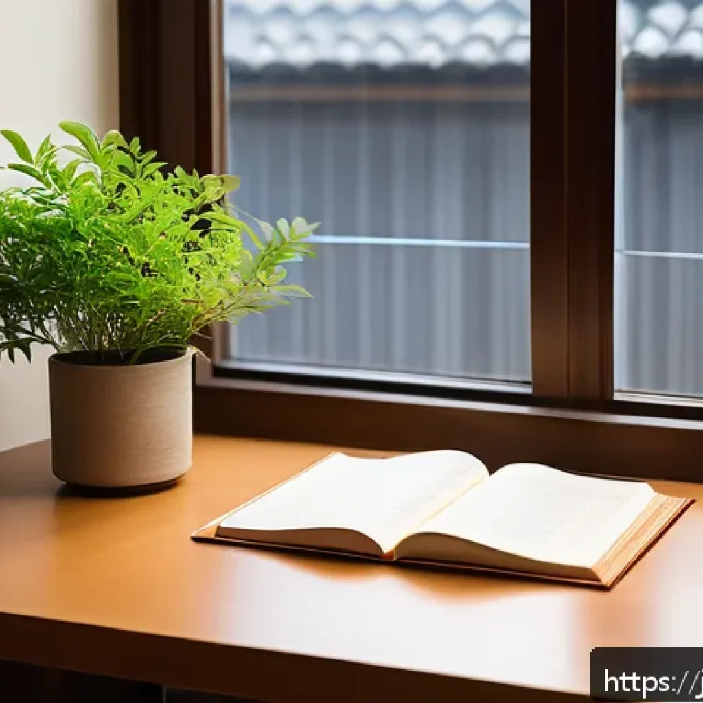 JLPT 시험을 위한 실전 환경 조성법 - A modern, tidy Japanese study space designed for maximum concentration: a minimalist wooden desk wit...