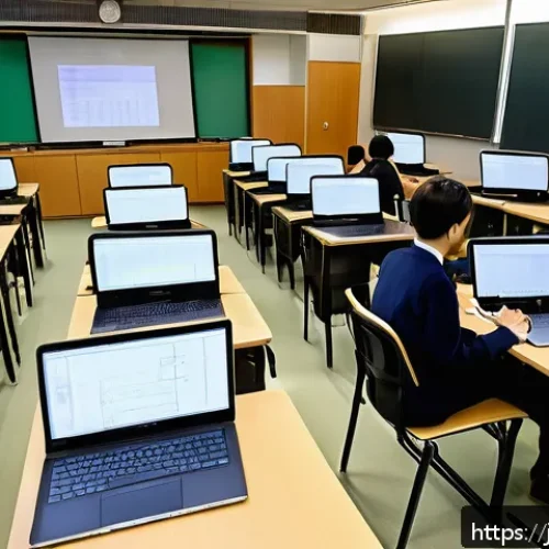 JLPT와 일본 내 자격증과의 학문적 연구 - A modern Japanese classroom scene with diverse adult students studying for JLPT and various professi...
